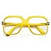 Large Color Coated Square Oversized Hip Hop Clear Lens Glasses (Yellow)