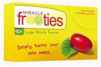 Miracle Berry Fruit Tablets:TEN tablets Yellow Box Miracle Fruit Frooties Miraculin Tablets Large Size Tabs 10 600mg Per Tablet by Miracle Frooties [Foods]