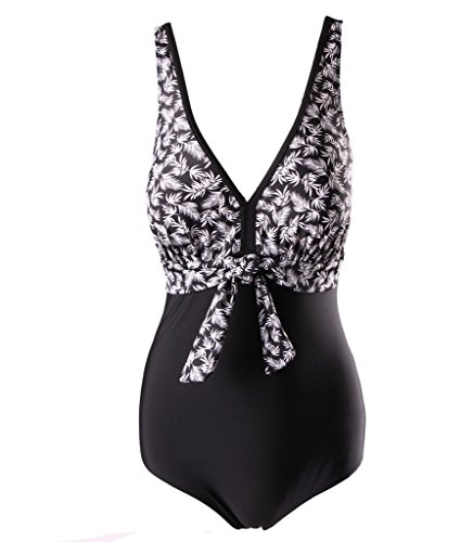 Surenow 50s Retro Vintage One Piece Elegant flower Monokinis Swimsuit