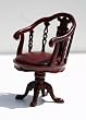 Dollhouse Miniature Mahogany Handcarved Desk Chair with Leather Seat