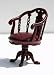 Dollhouse Miniature Mahogany Handcarved Desk Chair with Leather Seat