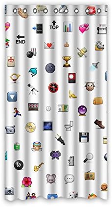DONGMEN iPhone Emoji White Background Ployester Window Curtain 52"x96" One Piece Perfect for Living Room Bedroom Bathroom and Kitchen