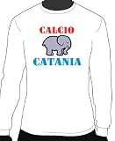 Calcio Catania Basic Logo Long Sleeve Tee, Adult Medium - White