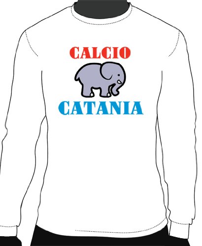 Calcio Catania Basic Logo Long Sleeve Tee, Adult Medium - White