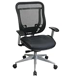 Executive High Back Chair with Mesh Back and Leather Seat Black/Silver