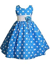 Girls Summer Ankle Length Polka Dot Print Flower-Girl Dress/Pageant Dress 