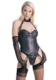 Faux Leather Buckle Halter Strap Corset by Leg avenue