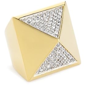 nOir Gold Pyramid And Pave Ring