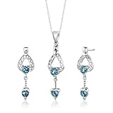 Sterling Silver 2.50 carats total weight Multishape London Blue Topaz Pendant Earrings and 18 inch Necklace Set