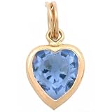 14K Gold Heart Charm March Birthstone Love Jewelry