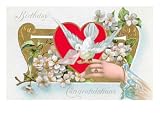 Birthday Congratulations, Dove and Flowers Giclee Poster Print, 16x12