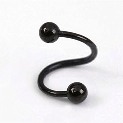 Unique Unisex Stylish S Twist Nose Lip Eyebrow Ring Earring Nose Stud Black