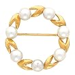 14K Yellow Gold White Akoya Pearl Circle Brooch