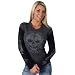 Hot Leathers Victorian Skull Ladies Long Sleeve T-Shirt (Charcoal, Large)