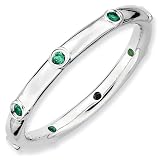 Sterling Silver Stackable Expressions Created Emerald Ring (Sizes 5-10)
