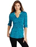 Calvin Klein Jeans Women's Printed Smocked Henley Top