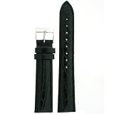Watch Band Handmade Genuine Crocodile Black Padded Mens 19 millimeter