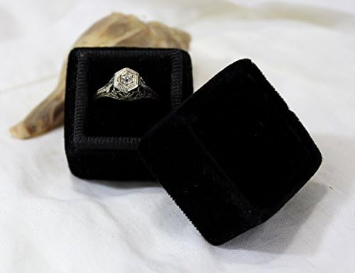Handmade Black Ring Box in Vintage Style for Engagements, Wedding Ceremonies and Ring Storage