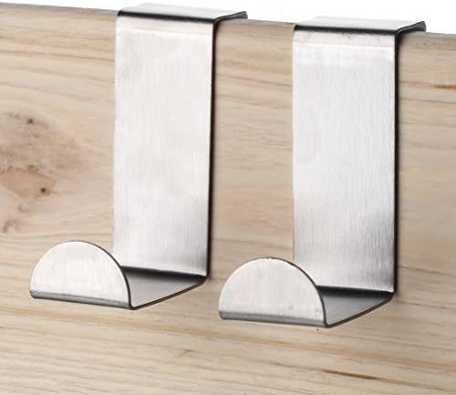 Upell 2pcs Stainless Steel Kitchen Cabinet Draw Over Door Hook Clothes Hanger Holder