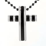Stainless Steel Black Plated Cross on a 24 Inch Ball Chain