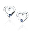10K White Gold 1/10 ct. Blue Diamond Heart Earrings