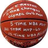 Signed Bill Russell Basketball - Statistics Leather Limited Edition