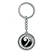 Sheet Music Bass Clef Music Spinning Round Metal Key Chain Keychain Ring