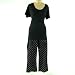 Liz Claiborne Sleepwear Women Printed Jersey 2x2 Rib Pajamas - Black