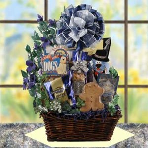 Best Buddies Dog & Owner Gift Basket : Basket Theme BIRTHDAY : Bow Style Elegant Hand Tied Bow