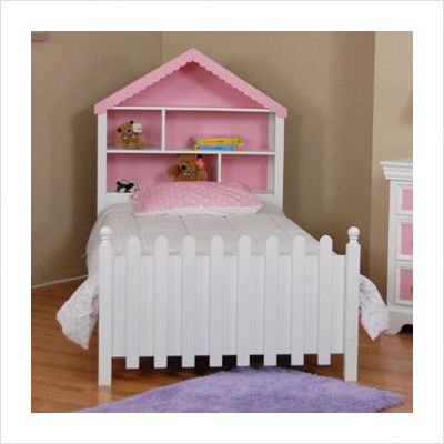Color Box Twin Doll House Bed in White/Pink