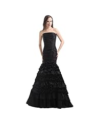 Strapless Tiered  Taffeta Prom Dress  With Ruffles