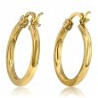 Yellow Gold High Polished Hoop Fashion Earrings