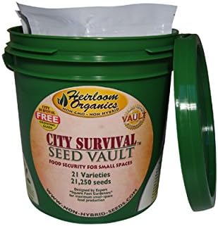 Heirloom Organics NON-GMO City Survival Seed Vault - 21 Varieties - 21,000+ Non-Hybrid City Survival Seeds - Sealed for Long Term Storage