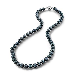 7.0-7.5mm Japanese Akoya Black Pearl Necklace - AAA Quality by