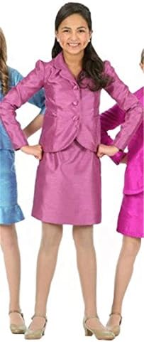 SISTARS Girls' Satin Interview Pageant Suit Knee Length Skirt Ruffles Jacket 6 Purple
