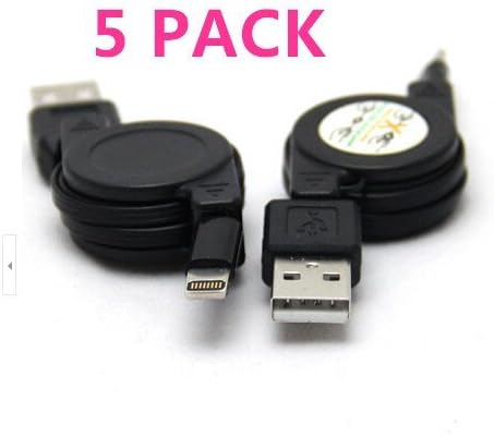 AcenX(TM) 5 Pack of High Quality Lightning Cable to USB for Iphone 5 5s 5c 6 6 Plus 6s 6splus Ipod 7 Ipad Mini Ipad 4 Ipad As Travel and Car Cable(Black)
