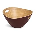 Bamboo and Lacquer. No Hot Foods or Liquids. Brown Salad Bowl-with Handles "Bamboolicious S...