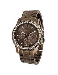Womens Rhinestone Accented Link Watch Color: Brown
