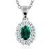 Natural Emerald and Diamond Necklace in 18k White Gold (G, SI2, 0.90 cttw) Certificate of Authenticity