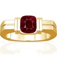 18K Yellow Gold Cushion Cut Ruby Solitaire Ring