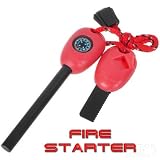 Fire Starter with Compass and Whistle, Red Firesteel