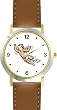 Angel In Flight No.1 - Cherub, Angel or Cupid Theme - WATCHBUDDY&reg; DELUXE TWO-TONE THEME WATCH - Arabic Numbers - Brown Leather Strap-Size-Large ( Men's Size or Jumbo Women's Size )
