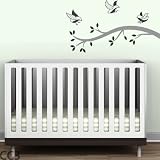 Polka Dot Birds Branch Wall Decal Color: Metallic Silver / Charcoal