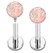 16g 5/16'' Stainless Steel Internally Threaded 3mm Fire Ball Opal Labret Monroe Lip Tragus Piercing Bar Body Jewelry Ring