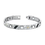 New Style Mens Stainless Steel Bracelet with 18 Karat Gold Rivets