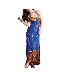 Halter Sleeveless General Print Polyester  Dress