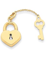 14k Yellow Gold Heart with Key Charm