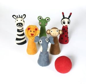 Handcrafted Wool Childrens Toy Bowling Set - 6 Pin
