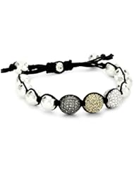 Tai Silver Hammered Ball with Mixed Swarovski Crystals Ball Bracelet