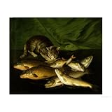 A Cat with Trout, Perch and Carp on a Ledge Giclee Poster Print by Stephen Elmer, 18x24 by Art.com